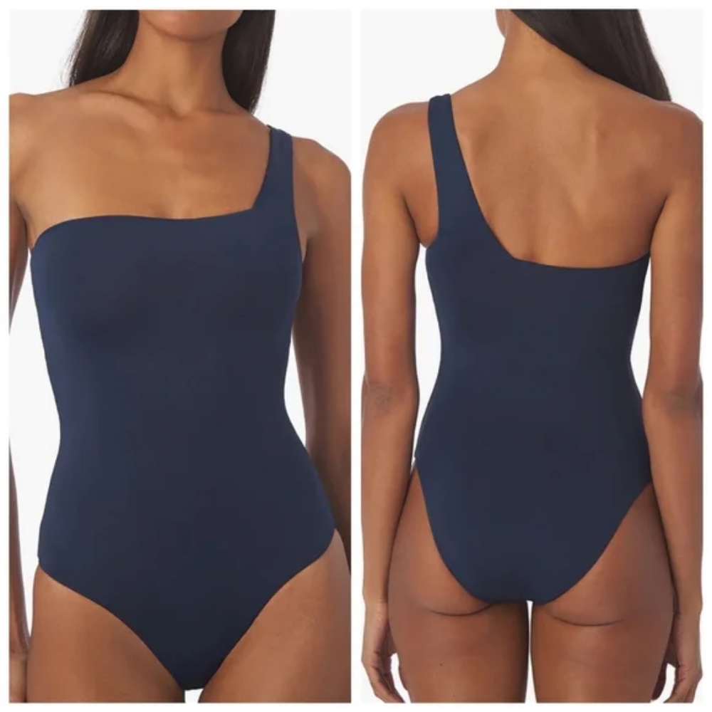 WeWoreWhat One Shoulder One Piece Swimsuit Navy Blue - Picture 3 of 8